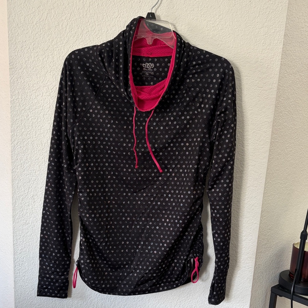 Maurices Black and Pink Polka Dot Top